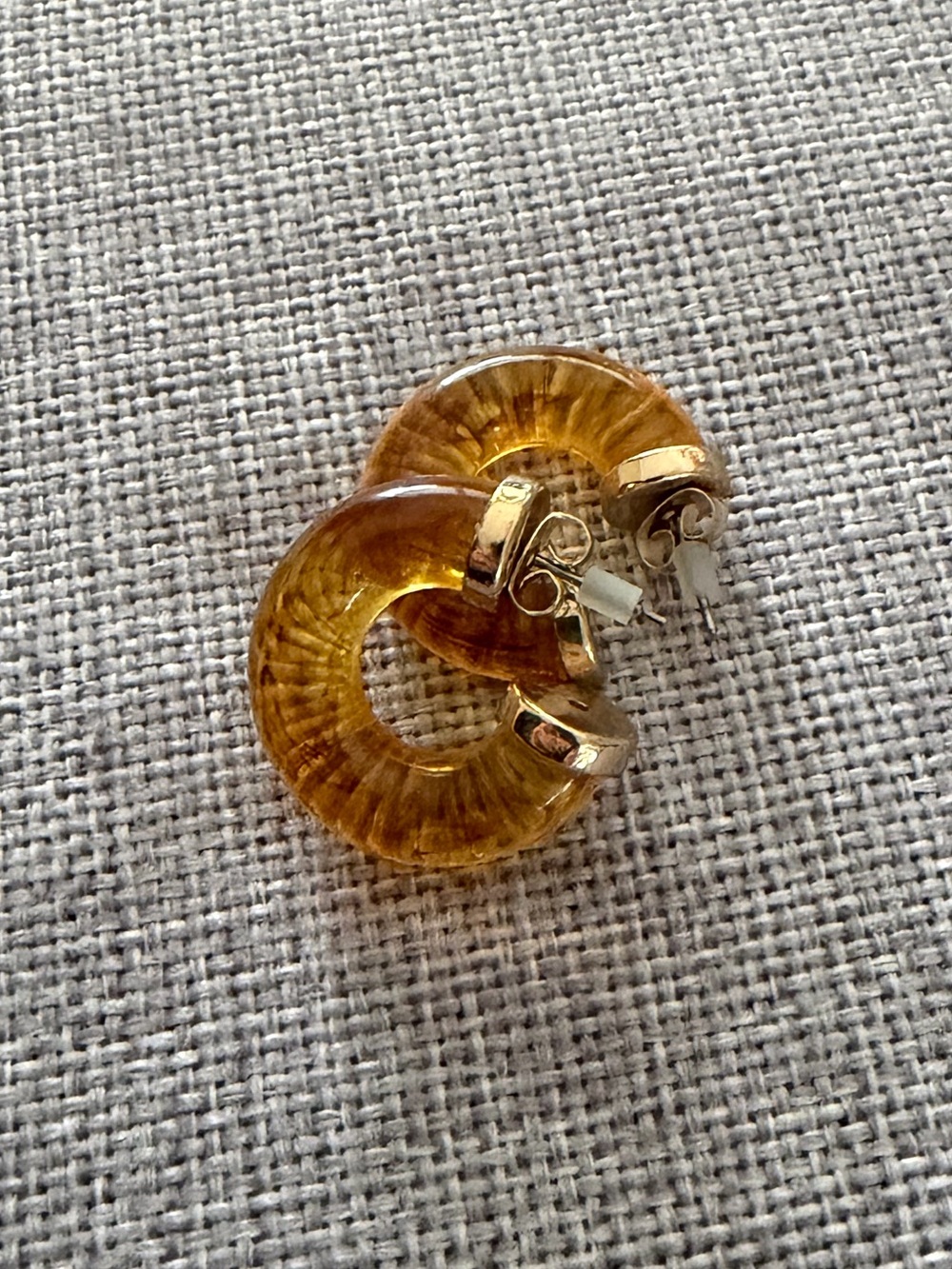 Elegant Amber Lucite & Gold Tone Hoop Earrings | Classic Women’s Jewelry